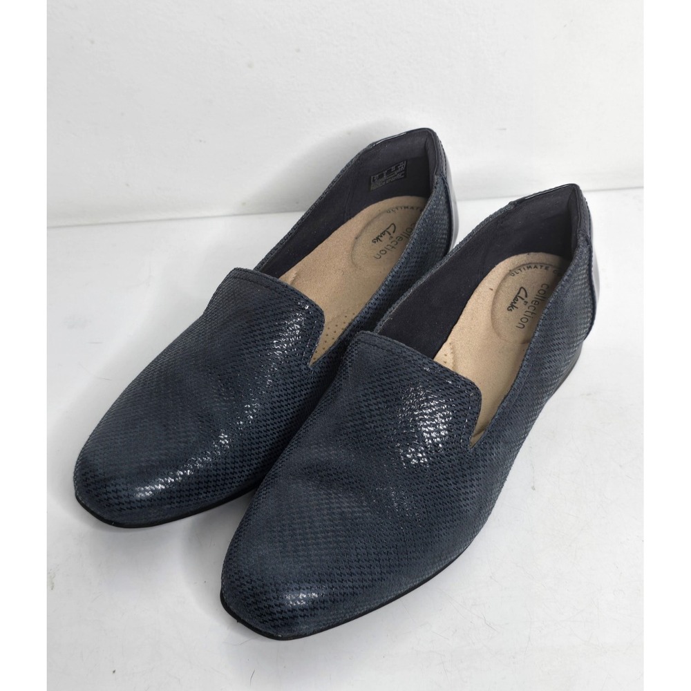 Clarks Collection Womens 9 M Juliet Hanley Loafers Navy Blue Comfort Slip On